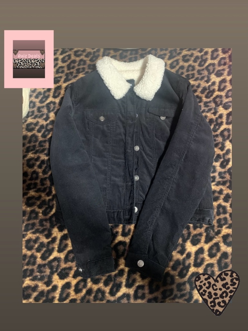 Fashion Nova Black Jacket with Cream Sherpa Lining